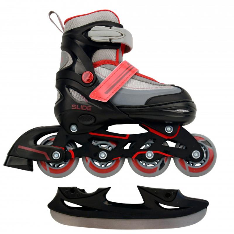 AMIGO skates 2 in 1 Slide junior polypropyleen zwart/rood mt 34/37
