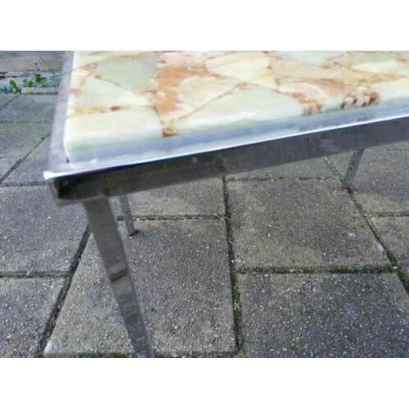 Tafeltje chrome marmer 70er