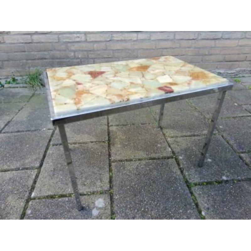 Tafeltje chrome marmer 70er