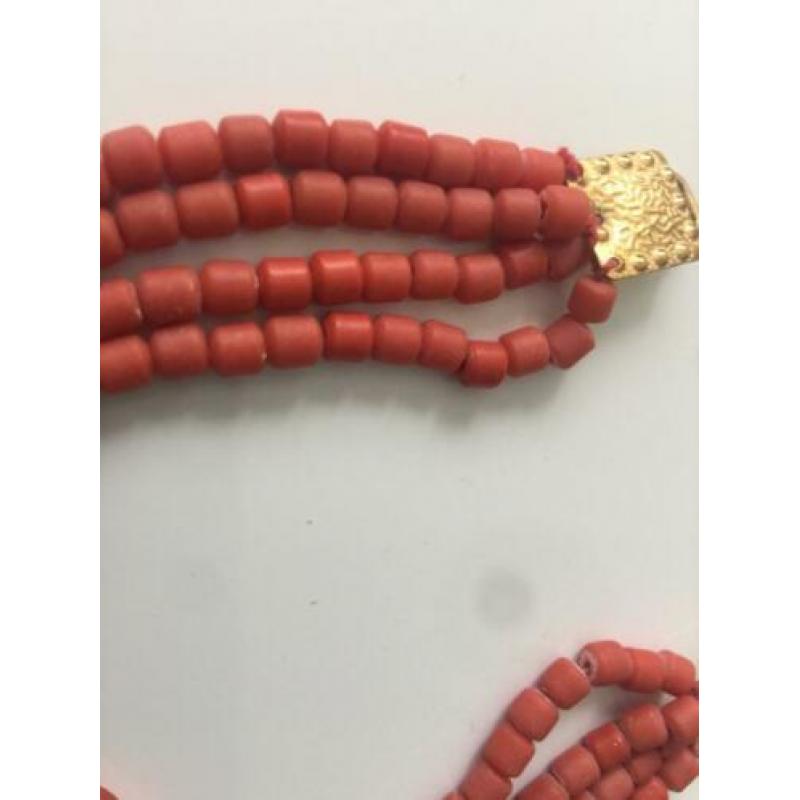 Bloedkoraal (koraal coral )met verguld gouden slotje