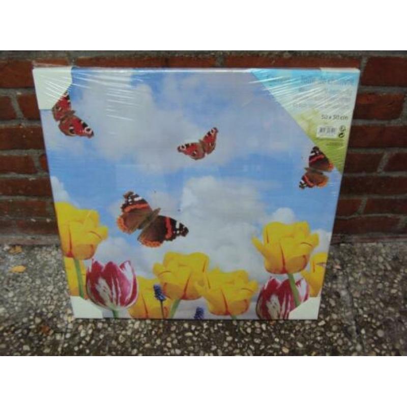 Nieuw Tuin Canvas met Vlinders en Bloemen / nog in plastic