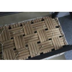 Antieke voetenbank - haardbank - poef eikenhout Velours