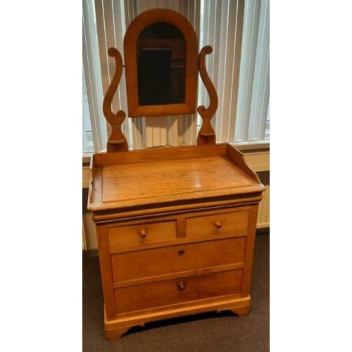 Brocante kaptafel, ladekast met verstelbare spiegel