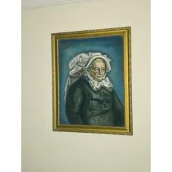 Schilderij in antieke lijst (Gesigneerd)