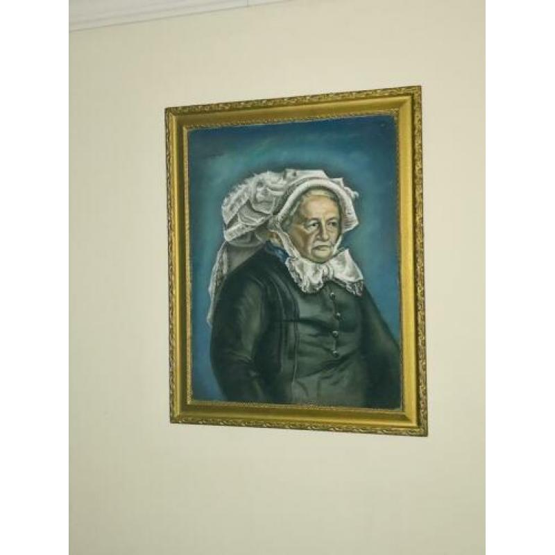 Schilderij in antieke lijst (Gesigneerd)