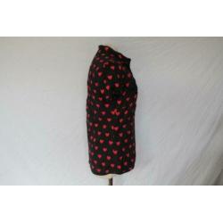 Leuke katoenen damesblouse.Zwart.Hartjes.Mt S.Revolution