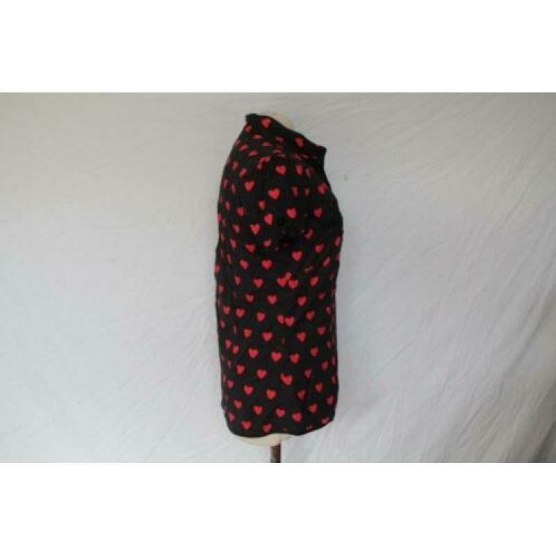 Leuke katoenen damesblouse.Zwart.Hartjes.Mt S.Revolution
