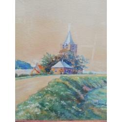 De Dikke Toren van Varik. A. Verbeek (synoniem ?). Aquarel.