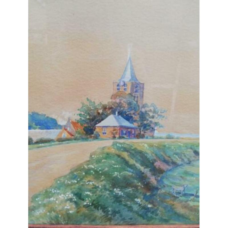 De Dikke Toren van Varik. A. Verbeek (synoniem ?). Aquarel.