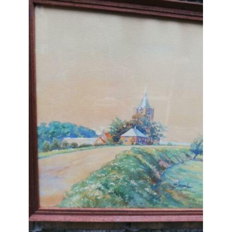 De Dikke Toren van Varik. A. Verbeek (synoniem ?). Aquarel.