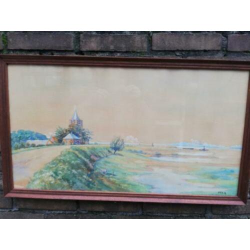 De Dikke Toren van Varik. A. Verbeek (synoniem ?). Aquarel.