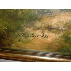 J.W.van Borselen Schilderij landschap 60 bij 44 cm groot