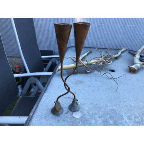Stoere ijzeren waxine kandelaren