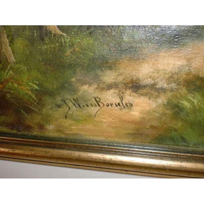 J.W.van Borselen Schilderij landschap 60 bij 44 cm groot