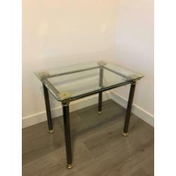 Hollywood regency empire stijl tafel, sidetable glas