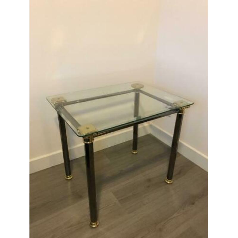 Hollywood regency empire stijl tafel, sidetable glas