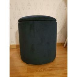 Stoel/fautieul inclusief poef blauw fluwelen bekleding