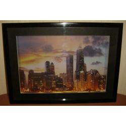 Fotolijst met de skyline van Chicago met verlichting