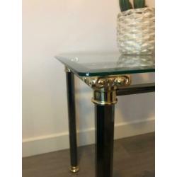 Hollywood regency empire stijl tafel, sidetable glas