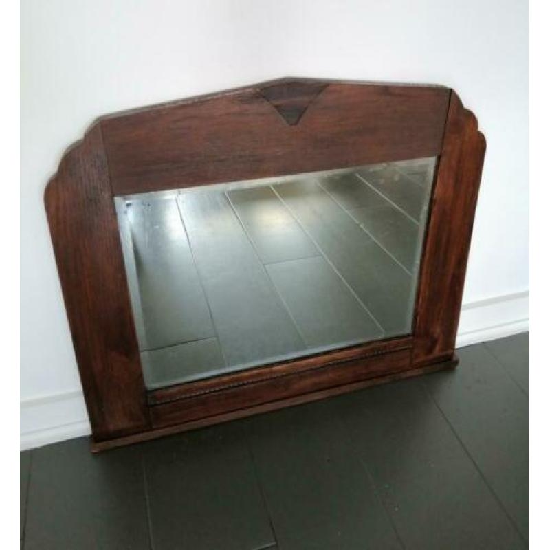 Amsterdamse School Art deco 1930 spiegel Facet geslepen