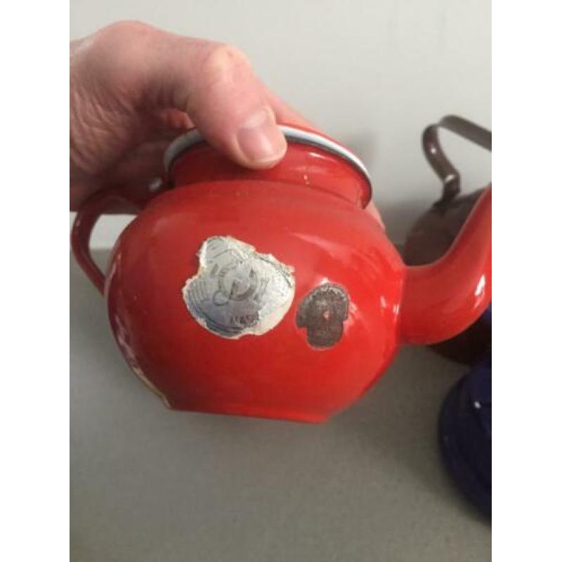 Div Brocante Emaille Theepot Koffiepot
