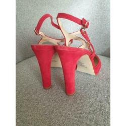 LILIAN robijn rode leren/suede pumps 40,5