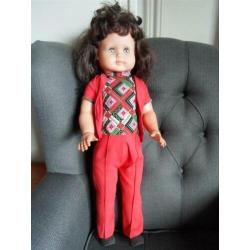 Wildebras looppop met originele kleding. Jaren '60. 70 cm.