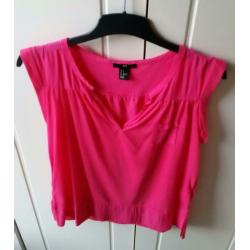 Roze top met v-hals van H&M maat S