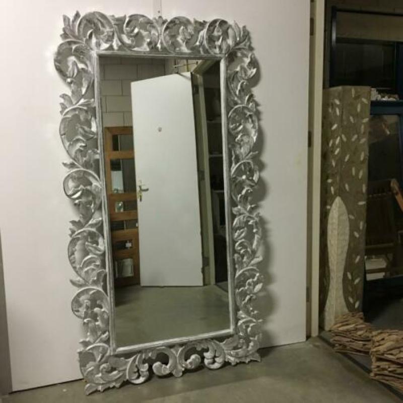 Barok Spiegel - houten lijst - zilver- 180 x 100cm-TTM Wonen
