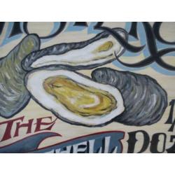 Handgeschilderd oester bord/garnaal/viswinkel/reclame/kreeft