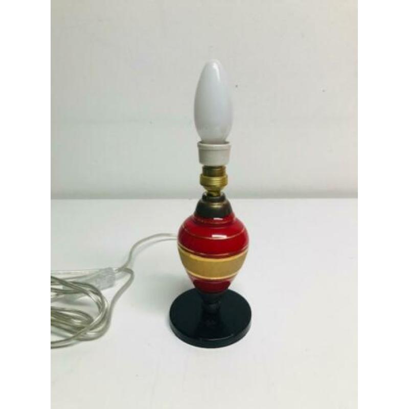 Art-deco tafellamp bedlampje glas en messing