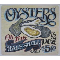 Handgeschilderd oester bord/garnaal/viswinkel/reclame/kreeft