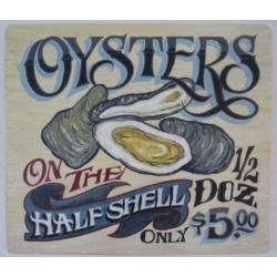 Handgeschilderd oester bord/garnaal/viswinkel/reclame/kreeft