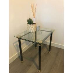 Hollywood regency empire stijl tafel, sidetable glas