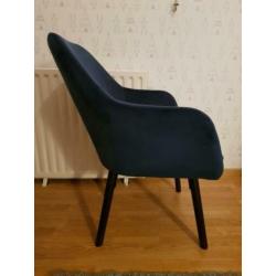 Stoel/fautieul inclusief poef blauw fluwelen bekleding