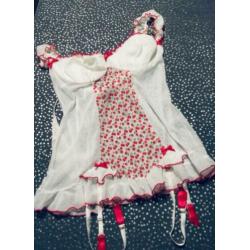 ANN SUMMERS wit torselet kersen rood fifties look 42/44
