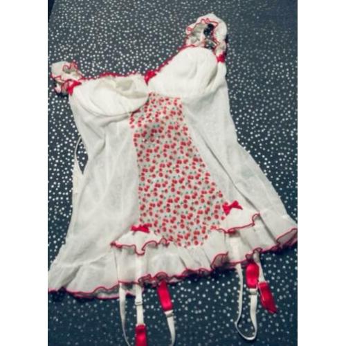 ANN SUMMERS wit torselet kersen rood fifties look 42/44