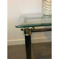 Hollywood regency empire stijl tafel, sidetable glas