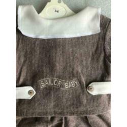 Maat 50 / 68 - sailor baby - bruin , 2 delig