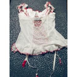 ANN SUMMERS wit torselet kersen rood fifties look 42/44