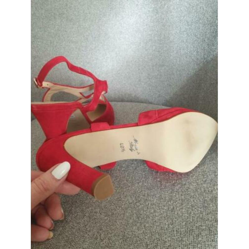 LILIAN robijn rode leren/suede pumps 40,5