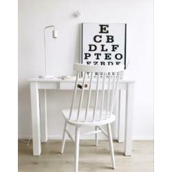 Gave witte sidetable / bureautje met leren handgreep .
