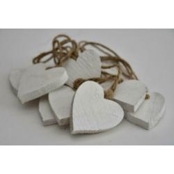 Hanger houten hartje 7, 10 of 15 cm white-wash of zwart p/st