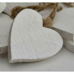 Hanger houten hartje 7, 10 of 15 cm white-wash of zwart p/st