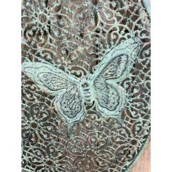 Wandornament-metaal-groen-vlinder-rek, rond- mooi