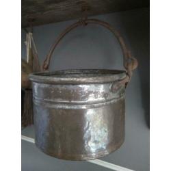 Koperen oud brocante keteltje ketel met hengsel *Etage3*