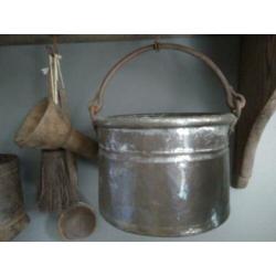 Koperen oud brocante keteltje ketel met hengsel *Etage3*
