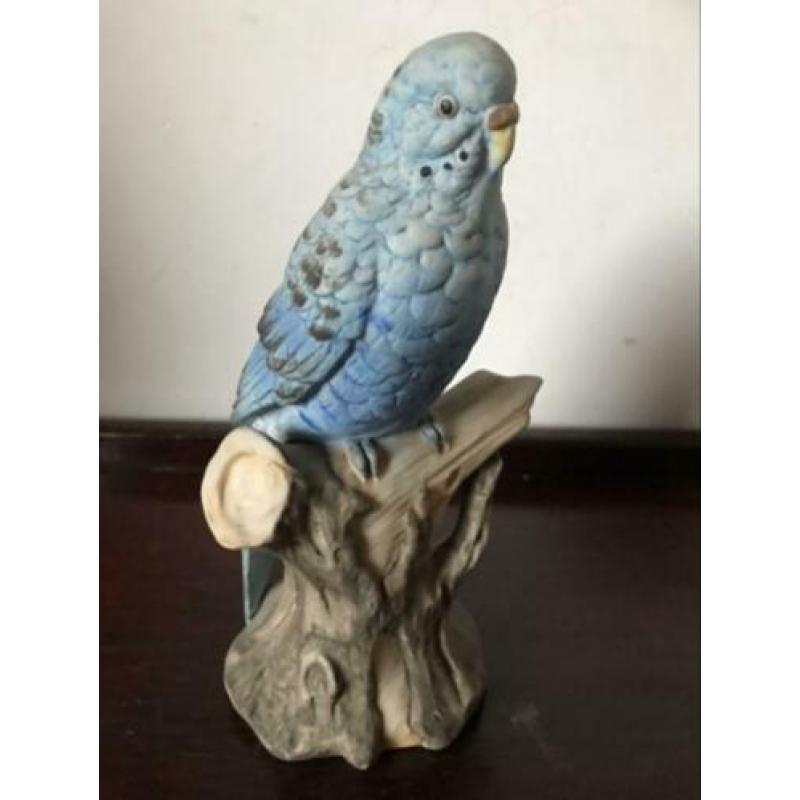Mooi porselein vogel beeld Parkiet 16 cm H