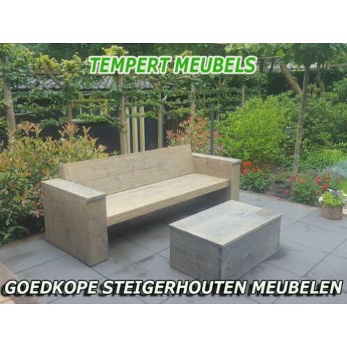 Strakke steigerhouten loungebank / Lounge hoekbank.