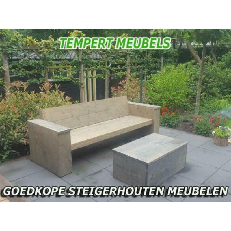 Strakke steigerhouten loungebank / Lounge hoekbank.